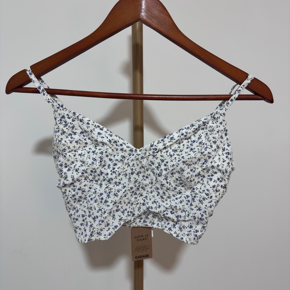 Garage Floral Crop Top XS BNWT Cream Y2K Festival Summer